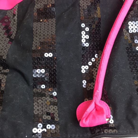 Victoria secrets carryall bag with zipper black sequins and hot pink - Picture 9 of 10